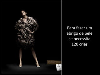 Para fazer um abrigo de pele se necessita 120 crias 