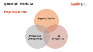 Propuesta de valor
Deseos Clientes
Tus
propuestas
Propuestas
Competidores
@drocafull #PubliCTA
 