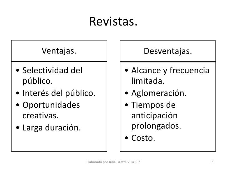 Ventajas Y Desventajas De La Revista