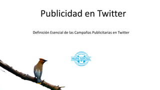 Publicidad en Twitter
Definición Esencial de las Campañas Publicitarias en Twitter
 