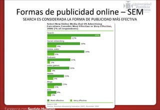 Formas de publicidad online – SEM
SEARCH ES CONSIDERADA LA FORMA DE PUBLICIDAD MÁS EFECTIVA

 