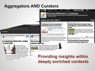 Aggregators AND Curators
Providing insights within
deeply enriched contexts
 