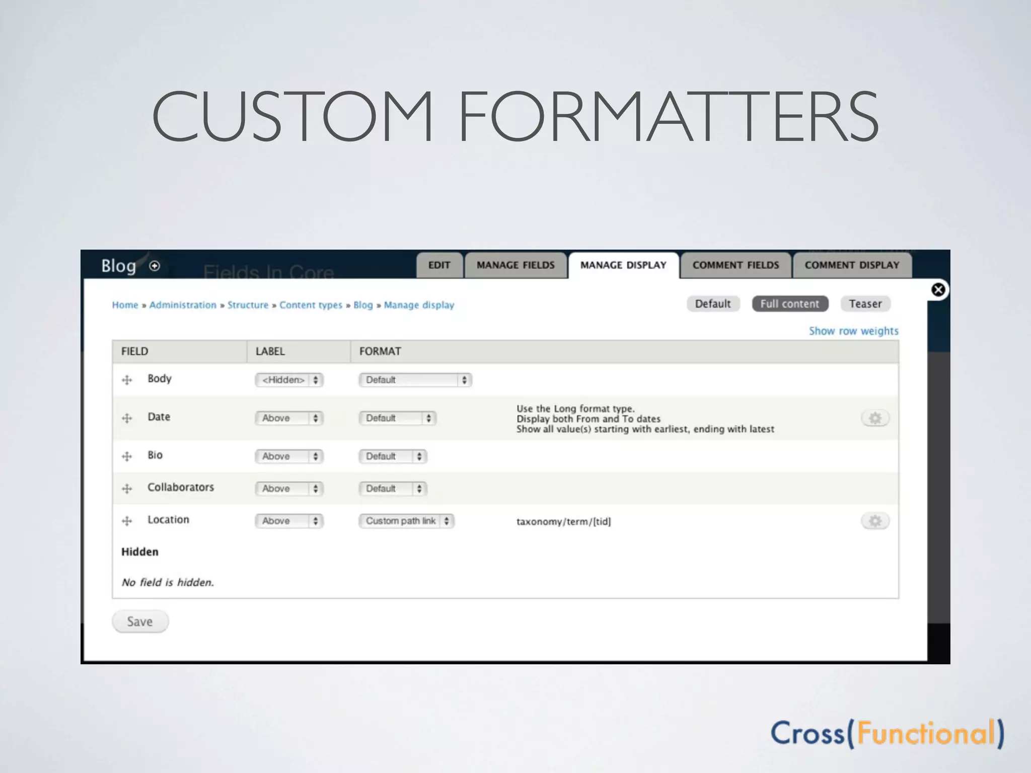 CUSTOM FORMATTERS
 