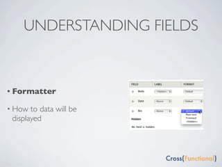 UNDERSTANDING FIELDS



• Formatter

• How  to data will be
 displayed
 