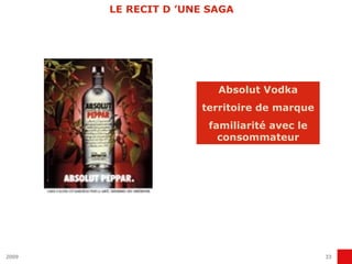 LE RECIT D ’UNE SAGA Absolut Vodka territoire de marque familiarité avec le consommateur 