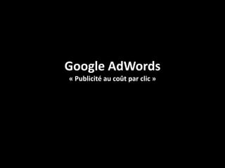 Google AdWords
« Publicité au coût par clic »
 