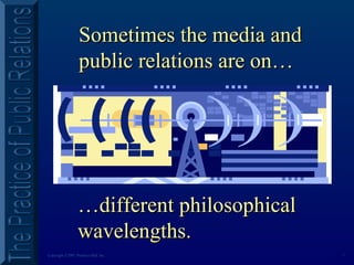 7Copyright ©2001 Prentice Hall, Inc.
Sometimes the media andSometimes the media and
public relations are on…public relations are on…
……different philosophicaldifferent philosophical
wavelengths.wavelengths.
 
