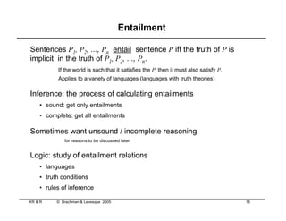 Incomplete Reasoning Knowledge Representation and Reasoning Slides | PDF