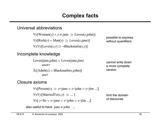 Knowledge Representation and Reasoning Slides | PPT