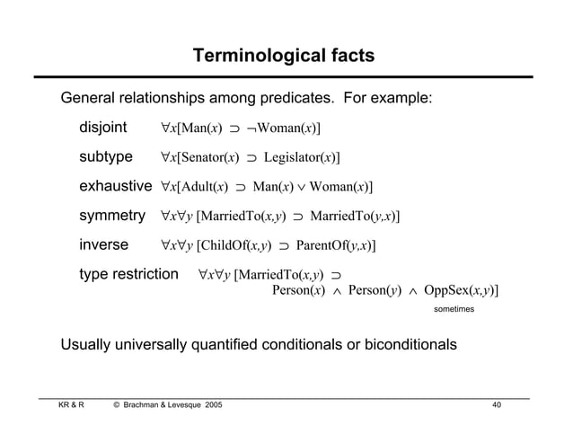 Knowledge Representation and Reasoning Slides | PPT