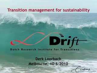Transition management for sustainability Derk Loorbach Melbourne, 10-6-2010 
