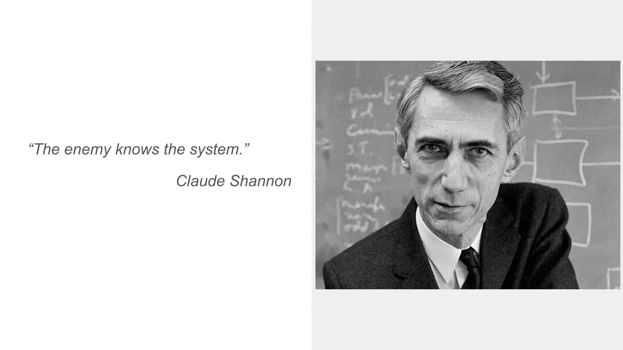“The enemy knows the system.”
Claude Shannon
 