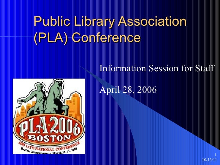 Public Library Association (PLA) conference presentation