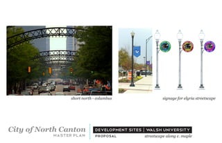 short north - columbus                 signage for elyria streetscape




City of North Canton         development sites | walsh university
           master plan       proposal          streetscape along e. maple
 