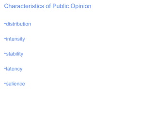 Characteristics of Public Opinion distribution intensity stability latency salience 