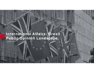 International Affairs: Brexit
Public Opinion Landscape
JUNE 2016
 