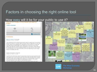 The Wise Economy 
Workshop 
16 
How easy will it be for your public to use it? 
 