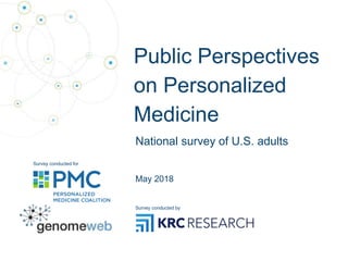 Public Perspectives
on Personalized
Medicine
National survey of U.S. adults
May 2018
Survey conducted by
Survey conducted for
 