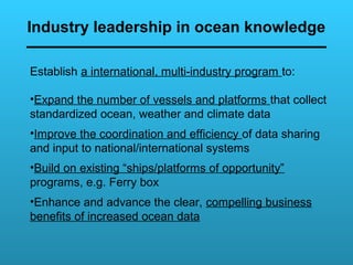 Public-Private Partnerships  In Ocean Sustainability: Industry Leadership and Collaboration