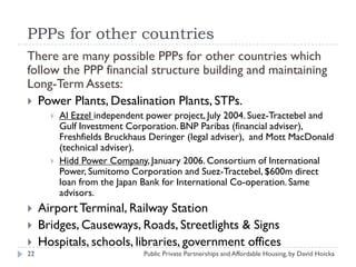 Public Private Partnerships (Ppp) And Affordable Housing By David ...