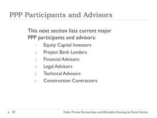 Public Private Partnerships (Ppp) And Affordable Housing By David ...
