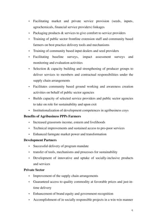 Public Private Partnerships (PPPs): The Case of Agribusiness | PDF