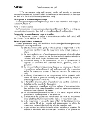 Public procurement act 2003 act 663 | PDF