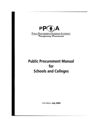 Public procurement manual for schools & colleges - Kenya