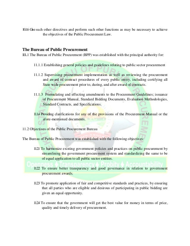 Procurement Procedures Manual For Public Procurement In - 