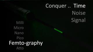 Milli
Micro
Nano
Pico
Atto
Femto-graphy
Conquer .. Time
Noise
Signal
 