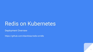 Redis on Kubernetes
Deployment Overview
https://github.com/IdanAtias/redis-on-k8s
1
 