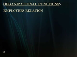 ORGANIZATIONAL FUNCTIONS:-
EMPLOYEES RELATION




Ω
 