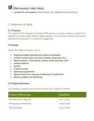 Public Relations Agency RFP | PDF