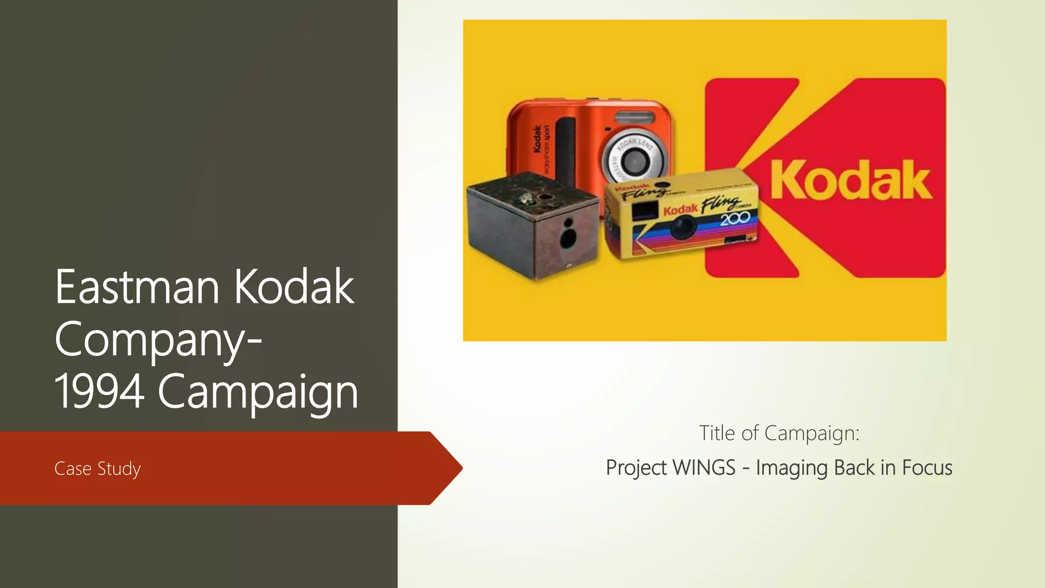 Eastman Kodak
Company-
1994 Campaign
Case Study
Title of Campaign:
Project WINGS - Imaging Back in Focus
 