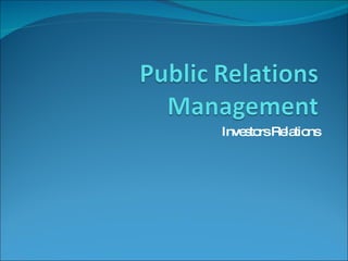 Investors Relations 
