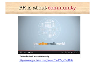 PR is about community




http://www.youtube.com/watch?v=FOzylUcfUeQ
 
