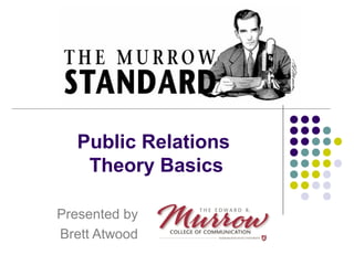 Public Relations 
Theory Basics 
Presented by 
Brett Atwood 
 