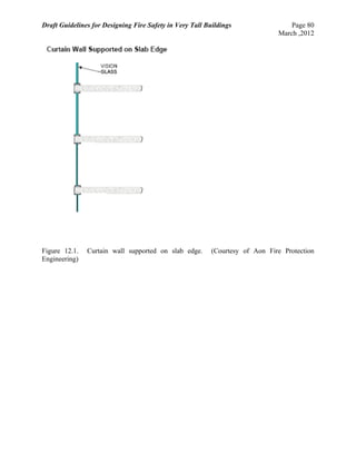 Draft Guidelines for Designing Fire Safety in Very Tall Buildings Page 80
March ,2012
Figure 12.1. Curtain wall supported on slab edge. (Courtesy of Aon Fire Protection
Engineering)
 