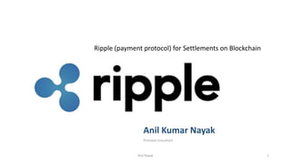Anil Kumar Nayak
Principal Consultant
Ripple (payment protocol) for Settlements on Blockchain
Anil Nayak 1
 