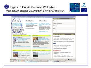 Types of Public Science Websites Web-Based Science Journalism: Scientific American 2 
