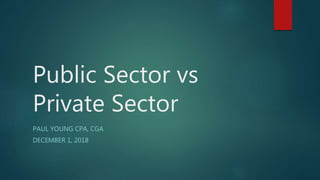 Public Sector vs
Private Sector
PAUL YOUNG CPA, CGA
DECEMBER 1, 2018
 