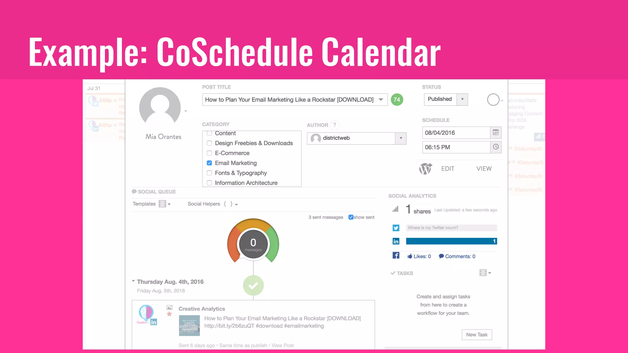 Example: CoSchedule Calendar
 
