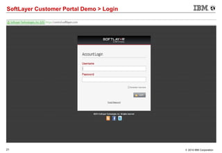21 © 2014 IBM Corporation
SoftLayer Customer Portal Demo > Login
 
