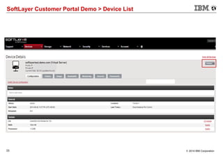 33 © 2014 IBM Corporation
SoftLayer Customer Portal Demo > Device List
 