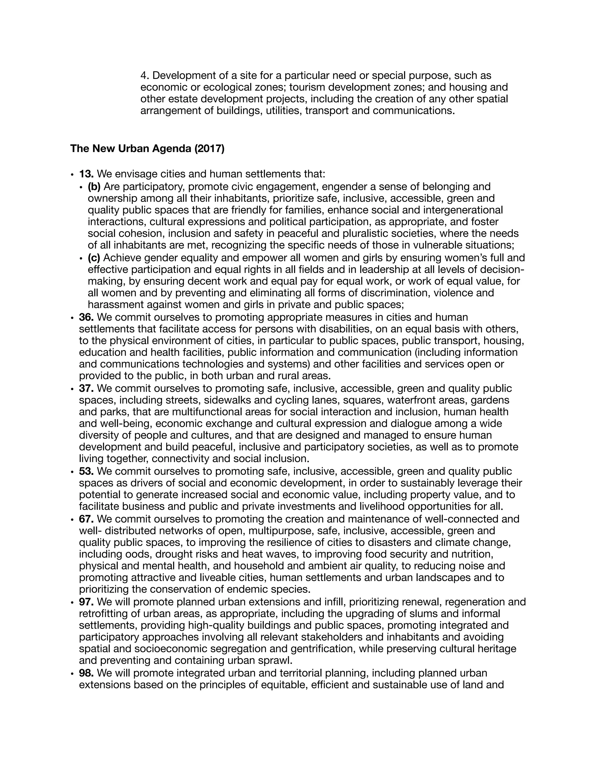 Public Spaces - PH Legal Bases and provisions in the New Urban Agenda | PDF