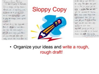 Sloppy Copy




• Organize your ideas and write a rough,
              rough draft!
 