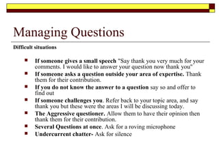 Tips for using power point (cont)
 Ensure you use a contrasting font to the
background. Avoid using dark colours on dark
colours
 Avoid using too many power points 4-5 for a 20
minute presentation is plenty
 Use clear and simple graphics where possible to
illustrate key points
 Avoid using too many special effects
 