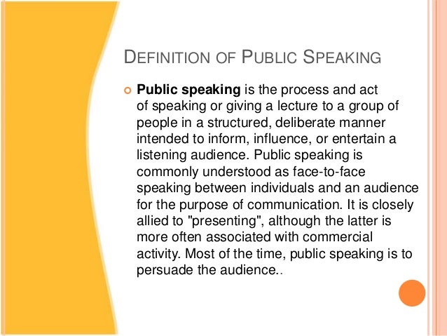 presentation definition public speaking