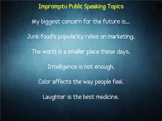 Public speaking - Method of Delivery