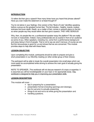 Public speaking workbook | DOC